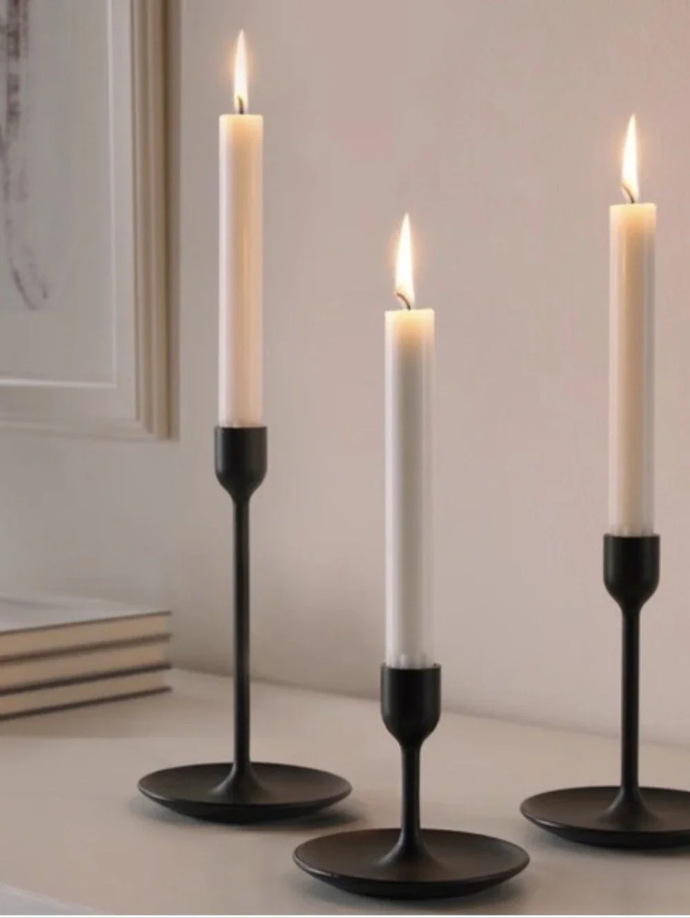 Ikea FULLTALIG Candlestick Candle Holder Metal Black Set Of 3